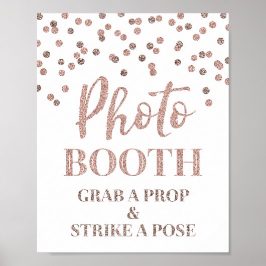 Poster Panneau de Photomaton Mariage Rose Gold Confetti (Devant)