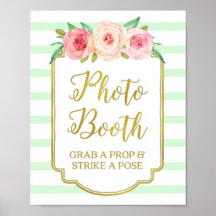 Poster Panneau de Photomaton Rose Or Menthe Blanc Rayures