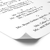 Poster Panneau de plan de sièges pour mariage au jardin d (Coin)