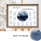 Poster Panneau de plan de table à l'aquarelle bleue et bl