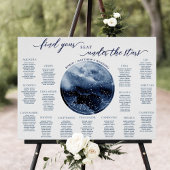 Poster Panneau de plan de table à l'aquarelle bleue et bl
