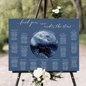 Poster Panneau de plan de table à l'aquarelle bleue et bl