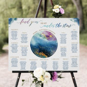 Poster Panneau de plan de table céleste à l'aquarelle
