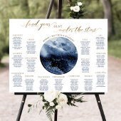 Poster Panneau de plan de table céleste Navy Aquarelle