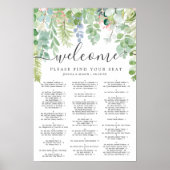 Poster Panneau de plan de table de mariage à verdure douc (Devant)