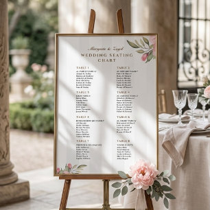 Poster Panneau de Plan de Table de Mariage aux Pivoines R