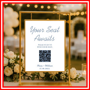 Poster Panneau de plan de table de mariage avec QR Code b