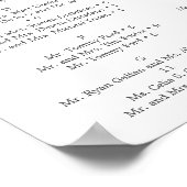 Poster Panneau de plan de table de mariage avec verdure d (Coin)