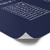 Poster Panneau de plan de table de mariage bleu marine 12 (Coin)