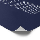 Poster Panneau de plan de table de mariage bleu marine 16 (Coin)