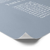 Poster Panneau de plan de table de mariage Chic Bleu Pous (Coin)