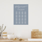 Poster Panneau de plan de table de mariage Chic Bleu Pous (Cuisine)
