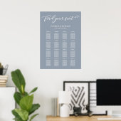 Poster Panneau de plan de table de mariage Chic Bleu Pous (Bureau à domicile)