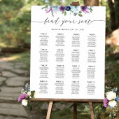 Poster Panneau de plan de table de mariage chic violet et