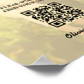 Poster Panneau de Plan de Table de Mariage Code QR Jaune  (Coin)