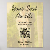 Poster Panneau de Plan de Table de Mariage Code QR Jaune  (Devant)