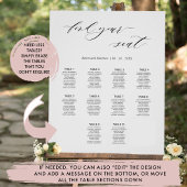 Poster Panneau de plan de table de mariage élégant