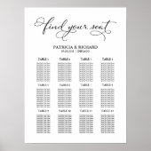 Poster Panneau de Plan de Table de Mariage Élégant 12 Tab (Devant)