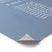 Poster Panneau de plan de table de mariage Élégant bleu p (Coin)