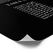 Poster Panneau de plan de table de mariage élégant noir (Coin)