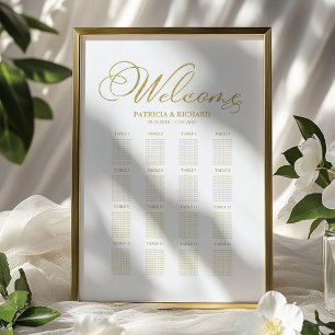 Poster Panneau de Plan de Table de Mariage en Papier Doré