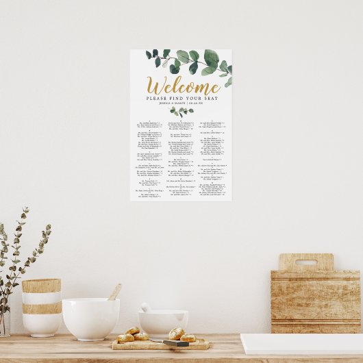 Poster Panneau de plan de table de mariage Eucalyptus (Cuisine)