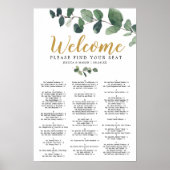 Poster Panneau de plan de table de mariage Eucalyptus (Devant)