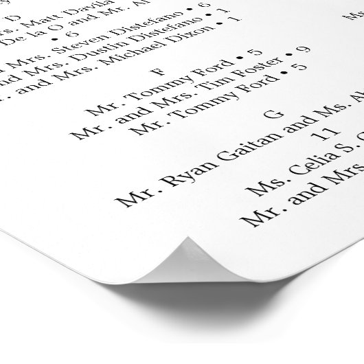 Poster Panneau de plan de table de mariage Eucalyptus (Coin)