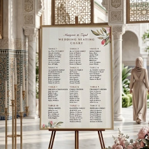 Poster Panneau de Plan de Table de Mariage   Floral au Pi