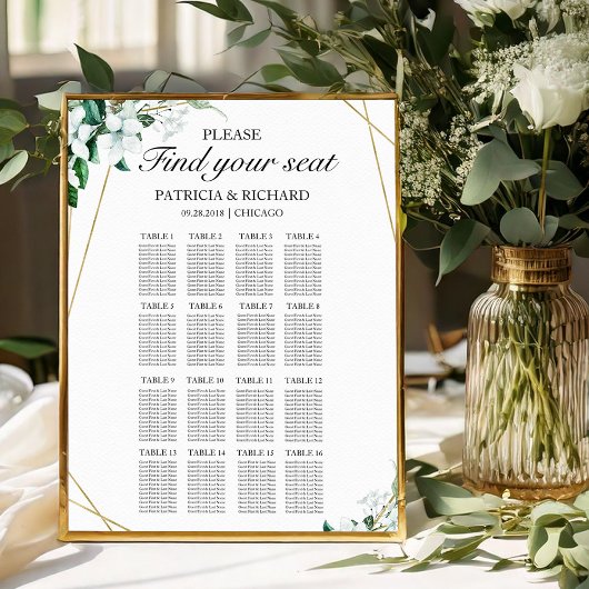 Poster Panneau de Plan de Table de Mariage Géométrique Ve