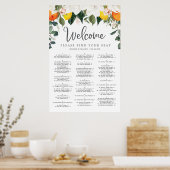 Poster Panneau de plan de table de mariage Magnolia Citru (Cuisine)