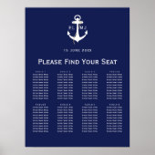 Poster Panneau de plan de table de mariage nautique de la (Devant)