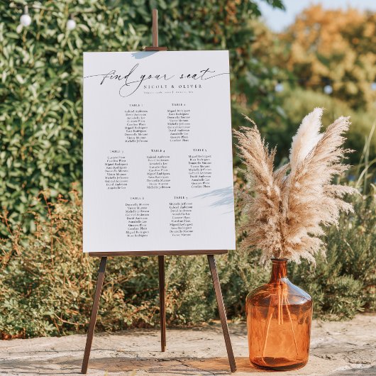 Poster Panneau de plan de table de mariage pour 7 tables