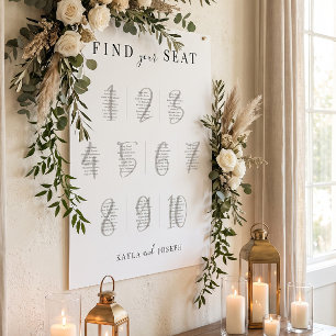 Poster Panneau de plan de table de mariage simple élégant