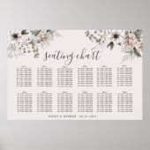 Poster Panneau de plan de table floral élégant argent blu (Devant)