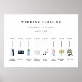 Poster Panneau de planning de mariage à l'aquarelle illus (Devant)