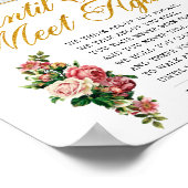 Poster Panneau de poème funéraire élégant Roses (Coin)