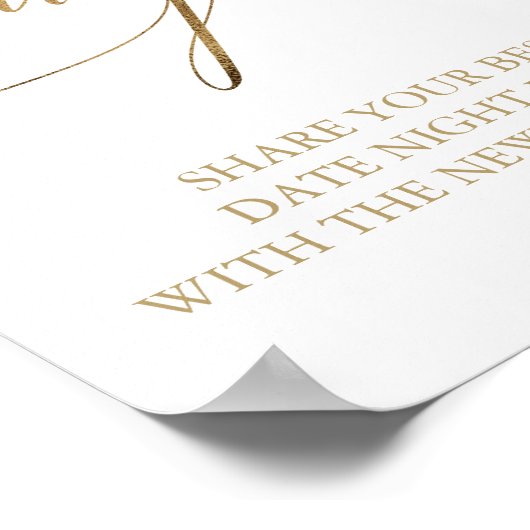 Poster Panneau de pot de date de calligraphie dorée éléga (Coin)