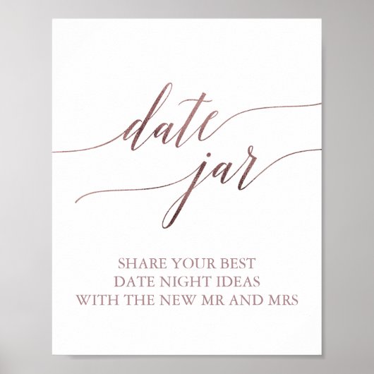 Poster Panneau de pot de date en calligraphie or rose élé (Devant)