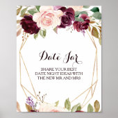 Poster Panneau de pot de date floral géométrique or vert (Devant)