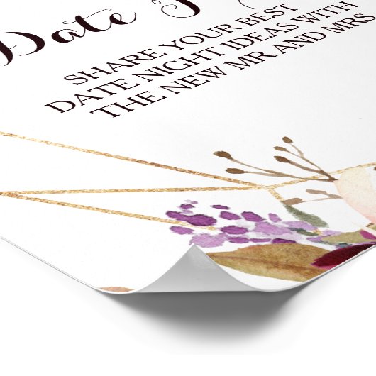 Poster Panneau de pot de date floral géométrique vert de  (Coin)