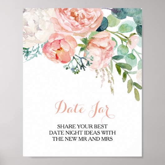 Poster Panneau de pot de date floral tropical rose modern (Devant)