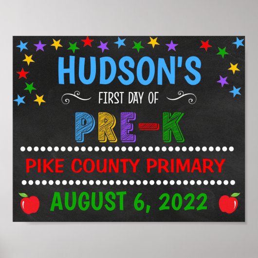 Poster Panneau de premier jour de pré-maternelle à craie  (Devant)