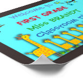 Poster Panneau de première classe, nom de l'enseignant, c (Coin)