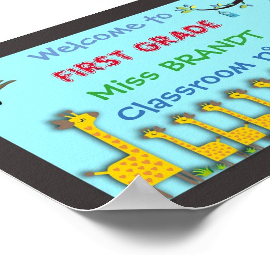 Poster Panneau de première classe, nom de l'enseignant, c (Coin)