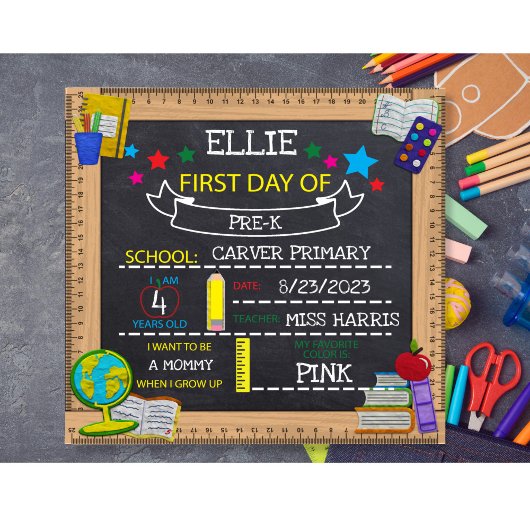 Poster Panneau de première journée de maternelle à complé