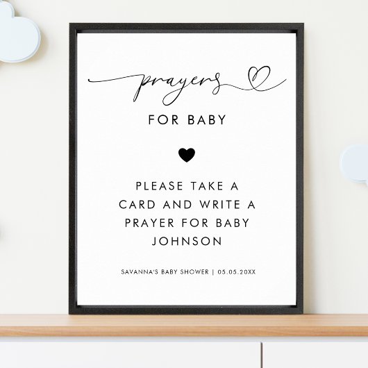 Poster Panneau de prières pour le Baby shower de bébé