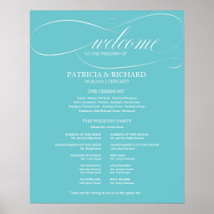 Poster Panneau de programme de cérémonie de mariage bleu