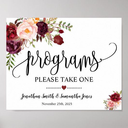 Poster Panneau de programme de cérémonie de mariage bohèm (Devant)