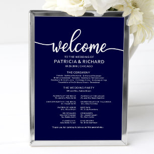 Poster Panneau de Programme de Cérémonie de Mariage Chic